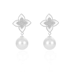 Silver CZ Clover Pearl