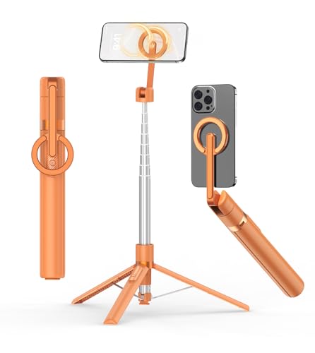 TONEOF 173cm/68'' Magnetic Selfie Stick Phone Tripod for iPhone/Android | Aluminum Phone Stand for Magsafe,360° Rotatable Travel Phone Monopod Tripod Stand with Metal Ring&Rechargeable Remote