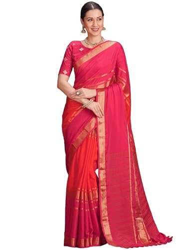 Image of AKHILAM Women's Mysore Silk Ombre Woven Design Saree With Unstitched Blouse Piece (KUSUM4101 NSM Parent)