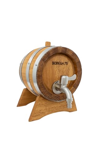 Oak Aging Barrel with Stand & Spigot – Mini Whiskey/Wine Barrel for Home Aging – Available in 3, 5, 10 L (Classic, 15L)