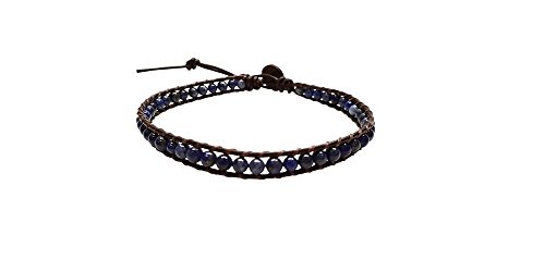 Infinityee888 Trendy Anklet Lapis Bead Ankle Bracelet 10 Inches Woven With Leather Cord Beautiful Handmade Hippie Bohemian Style #TOP3