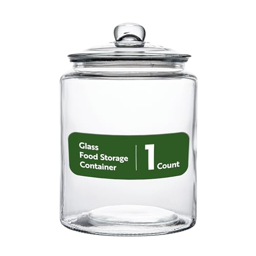 Restaurantware Glass Storage Containers - 1 Count 6 Liter Airtight Kitchen Canisters - Pantry Jars With Lids For Food - Clear Crystal Glass