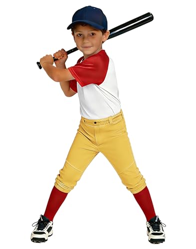 MIVEI 2T-3T-4T-5T-16Y Toddler Youth Boys Baseball Pants - Kids Gilrs Tee Ball Softball Football Pants with Belt Loop UPF50+