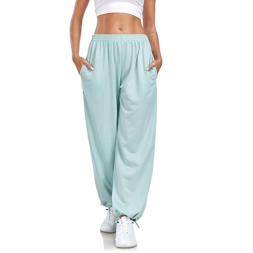 Enwokran Pantalon de Jogging Femme Pantalon de Survêtement Ample avec Poches à Taille Haute élasticité Sudation Réglable Casual Pant Pantalon de Sport...