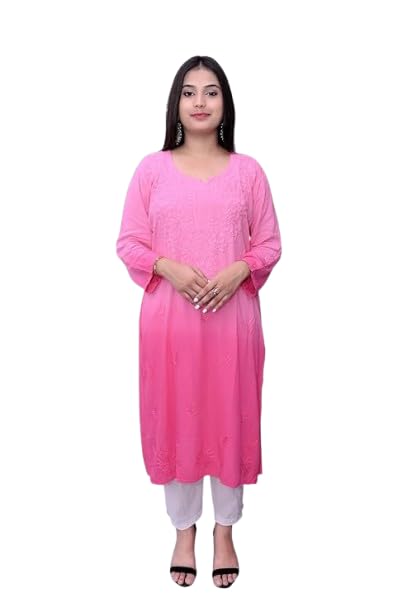 Narayani Collections Womens Rayon Blend Straight Fit Chikankari Embroidered Kurta | Ethnic Casual & Office Wear Kurti – Comfortable & Stylish-picture-35
