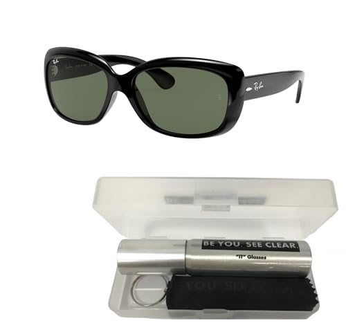 Ray-Ban RB4101 Sunglasses Bundle: RB 4101 JACKIE OHH 601 Jackie Ohh Black Dark Green and Eyewear Cleaning Kit2