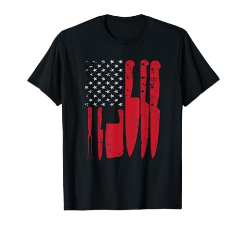 American Flag Kitchen Butcher Knife Set Women Men T-Shirt