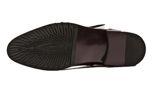 Santimon Mens Zipper Dress Leather Crocodile Print Bukle Strap Ankle Fashion Monk Boots3