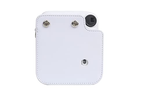 Image of Breatoi PU Leather Camera Case for Mini 12 - Rainproof, Soft, and Stylish in Clay White with Adjustable Shoulder Strap