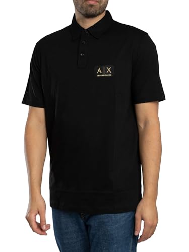 Camiseta polo Armani Exchange para hombre, de algodón jersey con logo en caja, color negro, talla M miniatura 1