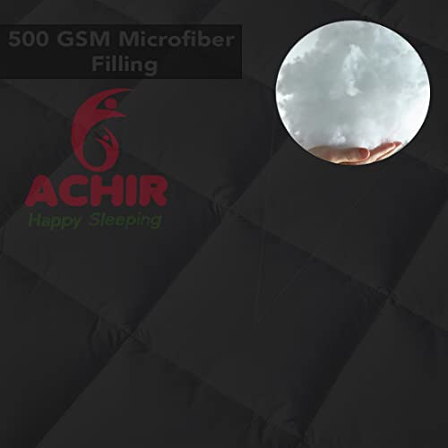 Image of ACHIR 500 GSM Super Soft Microfiber Mattress Topper /Padding for Soft and Comfortable Sleep - Black, (Queen XL, 66 inchx75 inchinch, 5.5ft x 6.25ft)