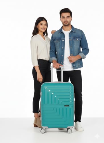 Image of Pro 8 Wheels Set of 2 (Cabin + Medium) Trolley Bags, Hard Case Polypropylene, 360º Wheeling Luggage for Men & Women, Suitcase for Travel, Trolley Bags for Travel (Teal)