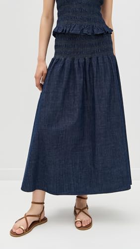 Madewell Women's Smocked Indigo Midi Skirt2