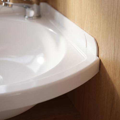 Lavabo de esquina de plástico blanco con diseño compacto triangular para ahorrar espacio 4