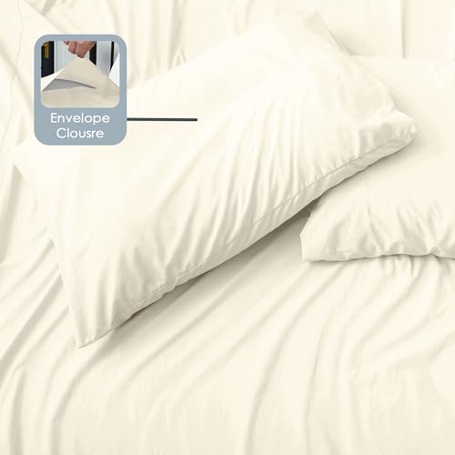 Pizuna Luxurious Cotton Housewife Pillowcases 2 Pack Ivory 48x74cm - Image 3