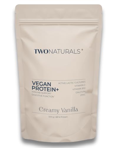 Veganes Proteinpulver - Multifunktionales Protein mit Bakterienkulturen, Vitamin C, B12, Calcium & Zink - Mit Erbsenprotein - 69g Eiweiß - Sojafrei & ohne Zuckerzusatz (Vanille)