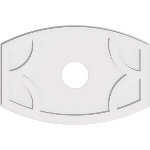 Image of Ekena Millwork CMP34X22KY-06000 Kailey Architectural Grade PVC Contemporary Urethane Ceiling Medallions 34 inchW x 22 5 /8 inchH x 6 inchID x 18 1 /4 inchC x 1 inchP