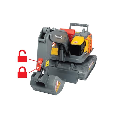 Dickie Toys 203725006 Volvo Spielzeug Bagger mit Gewichtserkennung, Spielzeugbagger erkennt 3 verschiedene Gewichtsstufen, bewegliche Schaufel und Schaufelarm, Licht & Sound, inkl. Batterien, 30 cm