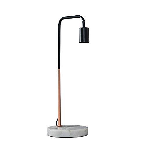 MiniSun Lampe de Table'Talisman'. Aspect Rétro - Design Classique en Combinaison de Noir & Cuivre avec Pied en Marbre Blanche & Gris