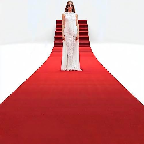 dofopo Flame Resistant Red Carpet Runner, 250GSM Non Slip Red Aisle Runner, 3.3 x 33ft, Hollywood Event Carpet for Party, Wedding, Movie Theme, Prom, Ceremony