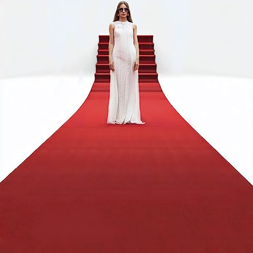 Dofopo Flame Resistant Red Carpet Runner, 250Gsm Non Slip Red Aisle Runner, 3.3 X 33Ft, Hollywood Event Carpet For Party, Wedding, Movie Theme, Prom, Ceremony #TOP3