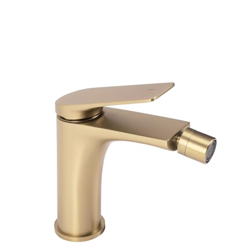 Rea Robinet de bidet AVALON Brush Gold Mitigeur monocommande en Laiton pour WC Toilette Salle de Bain (doré)