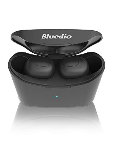 Bluedio Bluetooth Kopfhörer, T-Elf Bluetooth 5.0 Kopfhörer in Ear Kabellos Sport Ohrhörer,35H Spielzeit,Wireless Earbuds HD-Stereo mit Portable Mini Ladekästchen und Integriertem Mikrofon,Schwarz