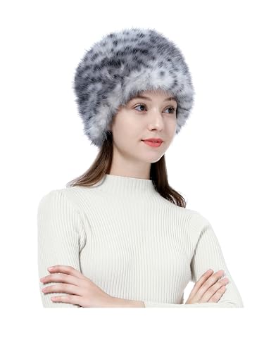 Image of LA CARRIE Women's Faux Fur Hat for Winter with Stretch Cossack Russian Style White Warm Cap