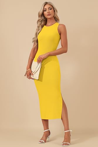 Image of AUSELILY Womens Summer Bodycon Dresses 2026 Basic Casual Sleeveless Knit Tank Midi Dress