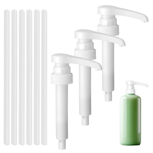 3 Piezas Bomba de Sirope con 3 Tubos, Bomba Dosificadora de Jarabe Reutilizable, Dispensadores de Bomba Dosificadora, Jarabe Líquido Dispensador, Bomba de Jarabe para 500 ml/1000 ml Botellas