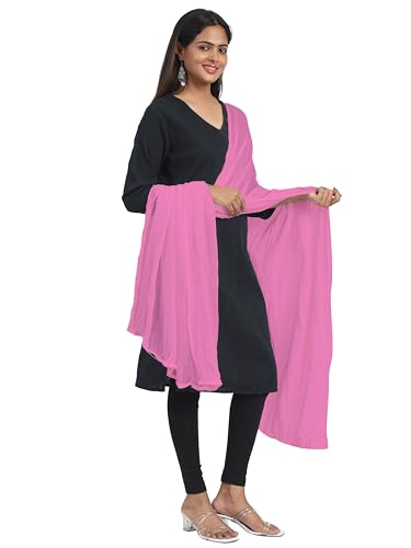 Image of Miraan Solid Pure Cotton Dupatta with Pom Pom Border, 2.25 meters length (DUPCOTTON)
