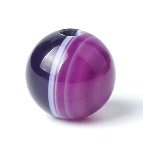Bracelet En Agate Rayée Violette - Perles De 8mm - Lithothérapie/bohème - Neuf Avec étiquettes