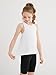 Haloumoning Girls Dance Tank Tops Kids Racerback Athletic Quick Dry Sleeveless Shirts Workout Yoga Top 5-14Y White