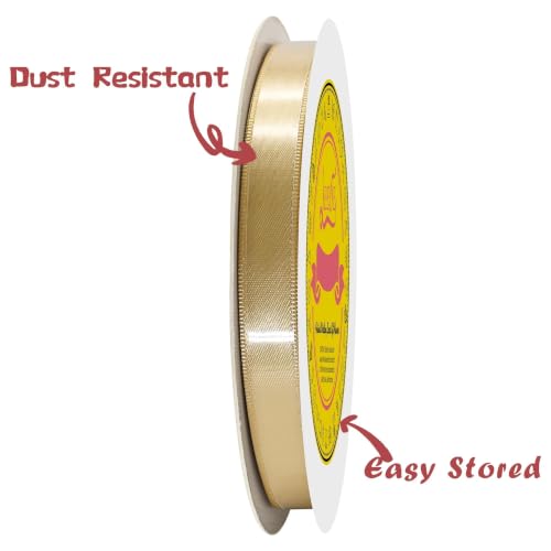 Image of Double Face Gold Satin Ribbon 1 /2 inch X 50 Yards Polyester Gold Ribbon for Gift Wrapping Very Suitable for Weddings Party Hair Bow Invitation Decorations and More