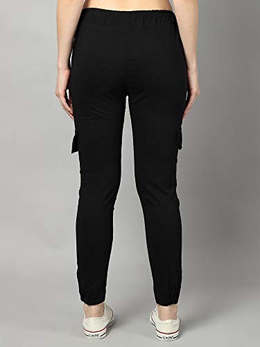 Image of dockstreet Girls /Women Cargo Joggers in Pure Thick Hosiery Soft Cottonfor a Relaxed Feel /Multipurpose in Their use for Athletic, Casual, Everyday wear and Suitable for All Seasons