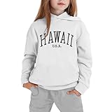 Genérico Conjunto Largo de Niña Sudadera con Capucha y Pantalones Deportivos Cómodo para Uso Diario Invierno Otoño (White2, 6-7 Years)