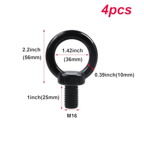 Image of Antrader M16 Lifting Eye Bolts,4Pcs Stainless Steel Machinery Shoulder Lifting Eye Bolt