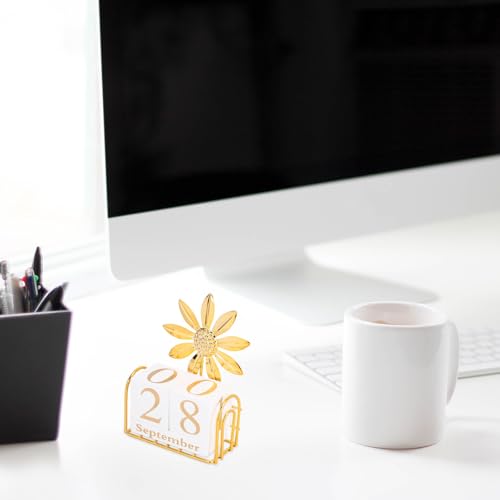 SUPVOX Calendário de blocos de madeira para mesa de trabalho diário, calendário perpétuo, blocos de