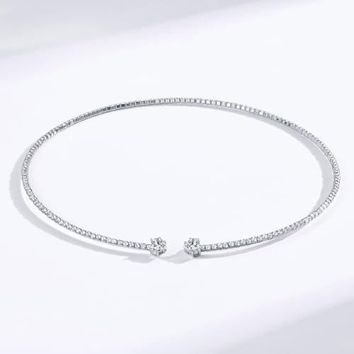 Heart Moissanite Cuff Chocker Necklace 1.6cttw D Color Moissanite 925 Sterling Silver Dainty Open Necklace for Women or Girlfriend Birthday Jewelry Gifts4