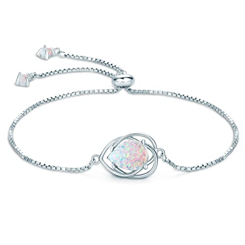 Yunkai 925 Sterling Silver Opal Bracelet, Adjustable Bracelets For Women, Jewelry Gifts For Her Birthday Christmas Mothers Day #TOP2