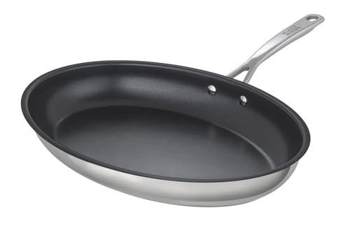 KUHN RIKON Allround Fischpfanne Oval 36 x 25 cm aus Edelstahl mit Titanium-Antihaftbeschichtung für Induktion