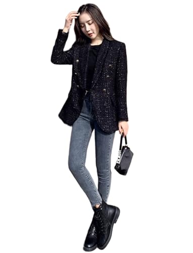 Blazer de smoking à double boutonnage et petit manteau parfumé chic pour femme