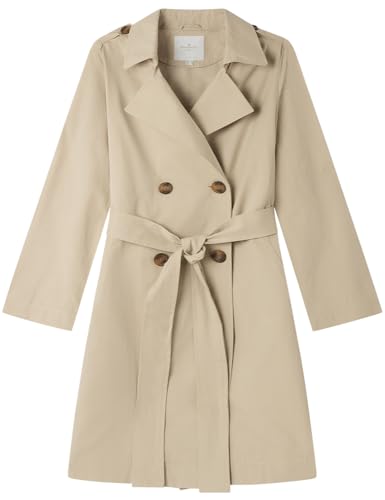Springfield Mid Lenght Trenchcoat with Belt and Flaps Gabardina Coat, Beige, M para Mujer