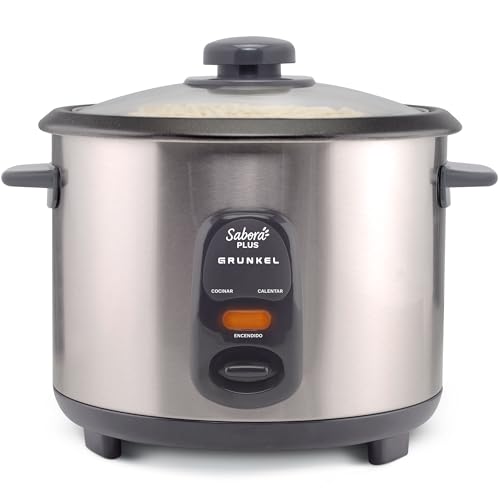 Grunkel Arrocera y Vaporera RC-L Funciones para cocinar arroz, legumbres y verduras olla extraíble antiadherente con tapa y cuchara