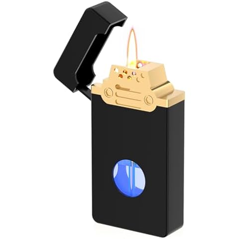 REIDEA Vintage Lighter with 4 Ignition Methods, Refillable Kerosene Lighter (No Kerosene Included) Comes with USB Charging Cable Cool Vintage Design, for Men (Jet Black) Cover