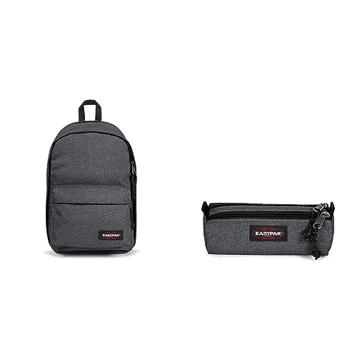 EASTPAK Out of Office Mochila, 44 cm, 27 L, Negro (Black Denim) & Double Benchmark Estuche, 21 cm, Gris (Black Denim)