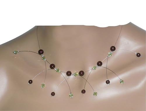 Collier mariée marron et menthe : le bijou idéal pour éviter une parure trop terne
