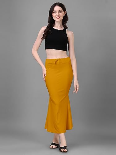 Image of Women's Saree Shapewear Petticoat, Cotton Blend Stretchable Mermaid Skirt, High Waist Tummy Control, Smooth Curve Fit with Adjustable Drawstring