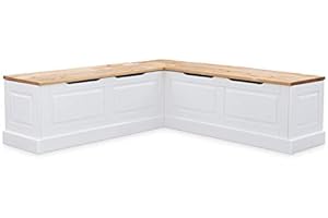 Zero-Space White Corner Kitchen Breakfast Nook Dining Booth Bench