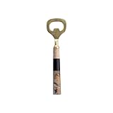 Creative Co-Op Stainless Steel Bottle Opener with Marbled Resin and Mango Wood Handle, Gold and Multicolor